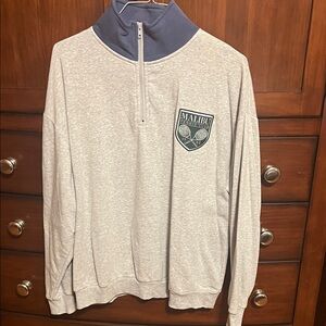 Malibu Women’s Light Gray and Navy 1/4 Zip-Up sweatshirt